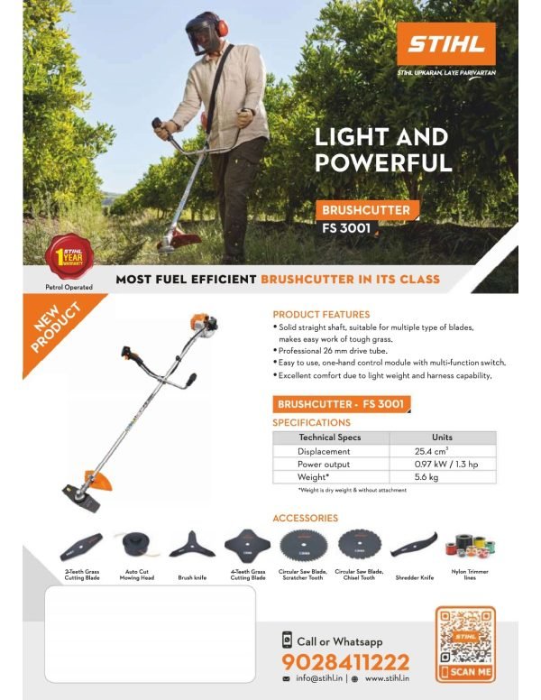 STIHL FS3001 2 Stroke 1HP petrol  grass trimmer brush cutter ( Test Report available) ( 1 year warranty) - Image 5