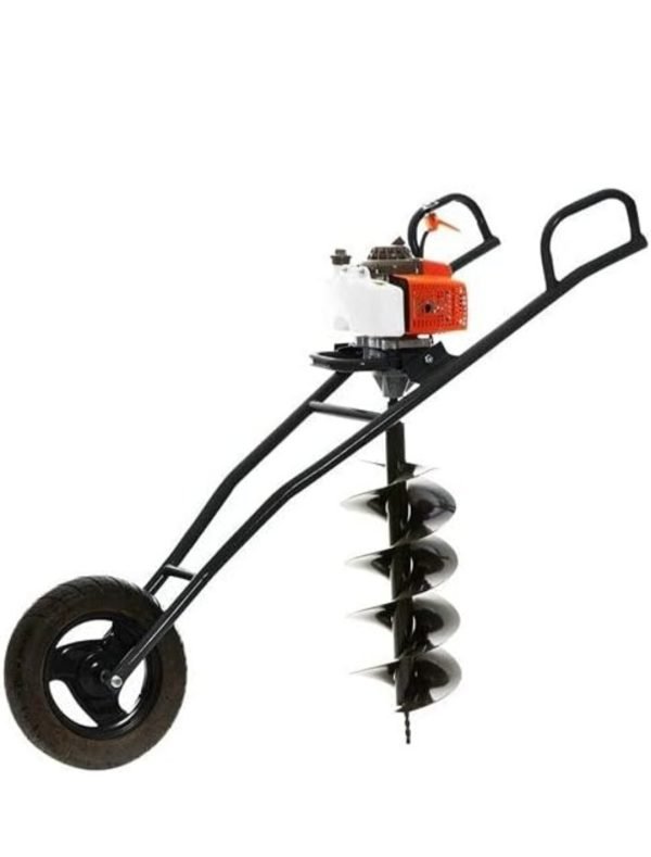 72cc 2 stroke 3hp single wheel adjustable trolley earth auger drilling machine with 200mm drill bit - Image 5