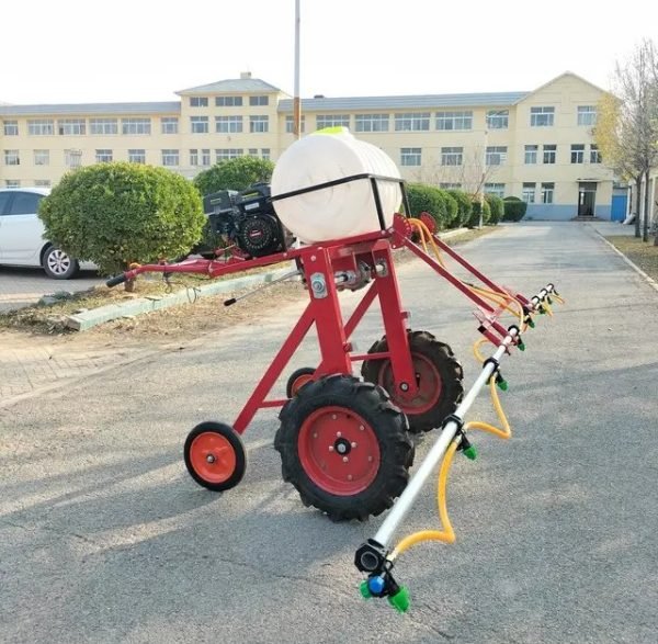 7HP PETROL ENGINE SELF PROPELLED MIST BOOM SPRAYER 100L CAPACITY 12 NOZZLE 4 wheel trolley mist blower power sprayer