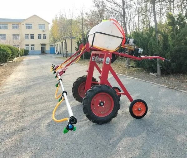 7HP PETROL ENGINE SELF PROPELLED MIST BOOM SPRAYER 100L CAPACITY 12 NOZZLE 4 wheel trolley mist blower power sprayer - Image 2