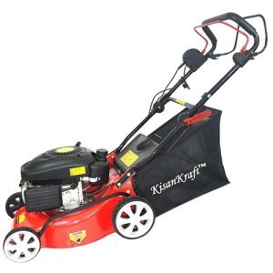 Kisankraft offers a range of petrol engine lawn mower that are best suited for the customers according to their needs and each suited for a particular lawn size and terrain. These machines utilize one or more revolving blades and come with desired levels of cutting height adjustment to cut a grass surface to an even height. The height of the cut grass may be fixed by the design of the mower, but generally is adjustable by the operator, typically by a single master lever, or by a lever or nut and bolt on each of the machine’s wheels. Petrol engine Lawn mower KK-LMP-6419 is made using durable material which ensures a longer life span and the power system makes it an easy drive. The lawnmower has a cutting width range of 32-46 cm with an extremely powerful, high-speed motor with a gear system that enables this mower to mow even damp thick grass and cuts the grass with acute precision at the edges along the walls and makes the work easier, smoother, and faster. Specifications: Displacement: 135cc Engine Type: 4-Stroke Fuel: Petrol; Speed: 2800 RPM Fuel Tank Capacity: 1.2 L Cutting Width: 460 mm Cutting Height: 30-75 mm Height Adjustment: 7 Grass Catcher: 60L Applications: Ideal for Garden and lawn maintenance For mulching, mowing, collecting grass and collecting leaves Used in landscape gardening DISCLAIMER: Pictures used are for illustration purpose only. Product specifications are subject to change without prior notice. Performance of machine may vary with User/Field/Working conditions.