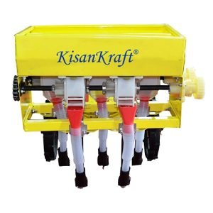 A Seeder is a machine that helps place seeds uniformly, in continuous flow and at the required spacing & depth in soil. Catering to the needs of small and marginal farmers to help ease agricultural tasks, Kisankraft has created a varied and affordable range agricultural seeders with high quality components that are efficient, sturdy & durable. KisanKraft KK-SFD-03 is a 3-row seed cum fertilizer drill. This Machine is compatible with KisanKraft Intercultivators KK-IC-200P, KK-IC -300D and KK-IC-400D. Features High performance Low maintenance Easy operation Sturdy Better and uniform placement of seeds Spacing can be easily adjusted Specifications Manual Seeder cum fertilizer with double barrel Manual Seeder with single barrel 3 row seeder fit with inter cultivators 5 row fit with inter cultivators Applications Suitable for sowing in farms & agricultural land Used for simultaneous activities of seed sowing and fertilization through a single-operated machine. DISCLAIMER: Pictures used are for illustration purpose only. Product specifications are subject to change without prior notice. Performance of machine may vary with User/Field/Working conditions.