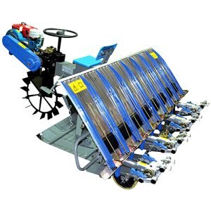 Specifications of Paddy Transplanter: Displacement: 269 cc Engine Type: 4-Stroke Fuel Used: Diesel Planting Row Numbers: 8 Speed: 2600 RPM Row Spacing: 23 cm Depth:  45 mm Gear Teeth: 14-Dec Type of Operation: Ride On Weight of the Machine: 300 kg Fuel Tank Capacity: 4.5 L Fuel Consumption:500 ml/hr Output Performance: 0.4 ha/4.5 hr (Paddy Transplanting)