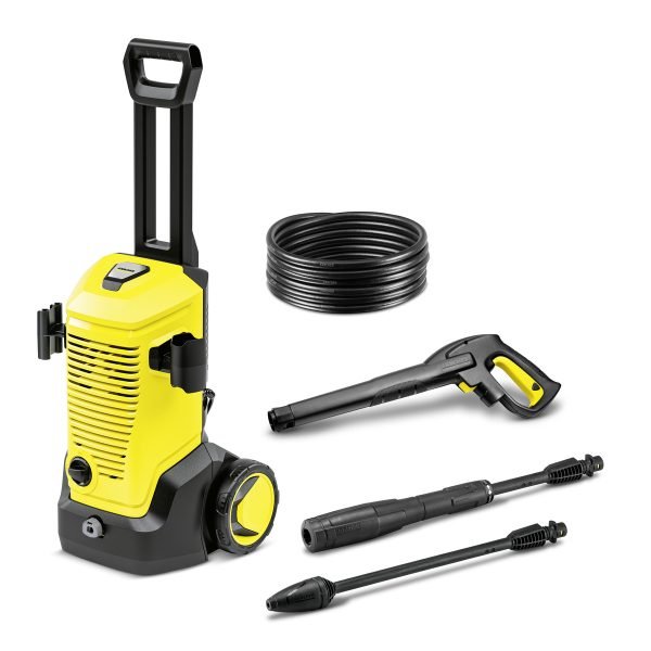 The K 5 pressure washer is the ideal tool for regular cleaning tasks tackling moderate dirt, such as on vehicles and medium-sized surfaces around the garden. Its equipment includes a trigger gun, an 8-metre-long high-pressure hose, a Vario Power Spray lance (VPS), a Dirt Blaster with rotating point jet for removing the most stubborn dirt and a reliable water filter to protect the pump against the ingress of small dirt particles. The pressure can be easily adjusted on the Vario Power Spray lance (VPS) simply by turning – for particularly targeted cleaning that is gentle on surfaces. The Dirt Blaster with rotating point jet ensures excellent cleaning results, even on stubborn dirt. All accessories can be stored on the device itself with ease.