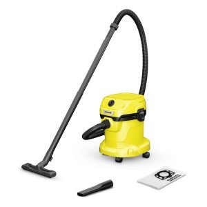 The WD 2 Plus V-15/4/18 impresses with its compact design and is super-powerful and energy-efficient – and with power consumption of only 1000 W. The machine achieves top cleaning results for dry, wet, fine and coarse dirt. The wet and dry vacuum cleaner has a robust 15 litre plastic container, 4 metre cable, as well as 1.8 metre long suction hose with straight handle, Clips floor nozzle, foam filter and fleece filter bag. The vacuum cleaner also has a practical blower function, which can be used in places where vacuuming is difficult. The storage area on the machine head is used for the safe storage of tool and small parts such as screws and nails. Tubes and floor nozzles can also be quickly and conveniently parked in the park position on the bumper. On top of this, the machine impresses with a compact design, simple accessory storage, the "Pull & Push" locking system and an ergonomically shaped carrying handle for comfortable transport.