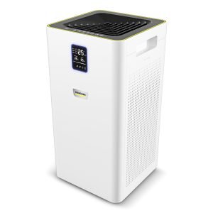 Perfect air purification for larger rooms, living rooms and workplaces: The AF 50 air purifier rids indoor air of allergens, pollutants and pathogens using its multi-layer filter system. Further features include the activated carbon fill, a display to indicate the air quality in alphanumerical terms in PM2.5 particles in µg/m³, and to indicate air quality as a colour code, the temperature and the relative humidity. The air purifier also makes an excellent choice on account of its timer function, child safety lock, night mode and ultra-silent operation, as well as a filter efficiency of 99.95% for 0.3 µm particles and a high-quality laser sensor for the automatic mode. This means that the automatic mode and the performance level adjust automatically to the level of air pollution. Moreover, the filter has a service life of around one year, depending on the level of air pollution and the intensity of use.