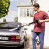 The K 4 Premium pressure washer is ideal for regular cleaning tasks tackling moderate dirt, such as on vehicles and medium-sized surfaces around the property. Features include a trigger gun, a 6-metre high-pressure hose, a Vario Power Spray lance (VPS), a Dirt Blaster with rotating point jet for removing stubborn dirt, and a reliable water filter to protect the pump against small dirt particles. The pressure can be conveniently adjusted simply by turning the VPS itself – for particularly targeted cleaning that is gentle on surfaces. The Dirt Blaster with rotating point jet ensures thorough cleaning results even on stubborn dirt. The integrated hose reel makes packing away the high-pressure hose child's play, and all other supplied accessories can simply be stored on the device itself.