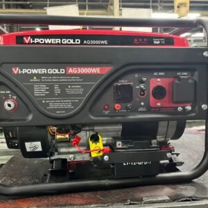 The VI POWER GOLD Gasoline Generator AG3000WE (3KW) B-Series is a reliable and efficient power solution designed for both residential and commercial use. Equipped with a powerful 3KW output, this generator is ideal for powering essential appliances, tools, and devices during outages or in off-grid situations. Key Features: High Performance: Powered by a durable and efficient gasoline engine, delivering stable and consistent energy. Compact Design: Portable and lightweight, making it easy to transport and store. Fuel Efficiency: Engineered to optimize fuel consumption for extended runtime. Low Noise Operation: Designed for quieter performance, suitable for home or outdoor use. User-Friendly: Simple start mechanism and intuitive controls for hassle-free operation. This generator is part of the B-Series, known for its reliability and durability, making it an excellent choice for backup power, outdoor activities, and small-scale industrial needs.