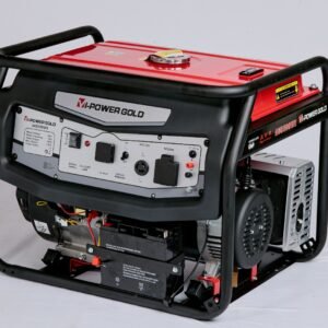 The VI POWER GOLD Gasoline Generator AG5500WE (V-Series) (5KW) is a reliable and high-performance power solution designed for diverse applications, including home backup, commercial use, and outdoor activities. Engineered with cutting-edge V-Series technology, this generator ensures optimal efficiency, durability, and user convenience. Key Features: 5KW High Power Output: Delivers stable and consistent electricity, suitable for running heavy-duty appliances and tools. V-Series Technology: Incorporates advanced engineering for enhanced performance and durability. Fuel-Efficient Gasoline Engine: Maximizes runtime while minimizing fuel consumption for cost-effective operation. Portable and Sturdy Design: Features robust wheels and a foldable handle for easy transport and storage. Quiet Operation: Operates with reduced noise levels, ensuring a user-friendly experience in residential and outdoor settings. User-Friendly Controls: Equipped with an electric start, overload protection, and an intuitive control panel for effortless operation. Built-In Safety Features: Offers voltage regulation and overload protection to safeguard connected devices and the generator. The VI POWER GOLD AG5500WE (V-Series) is ideal for providing dependable power during outages, supporting construction projects, or powering outdoor equipment. Its combination of efficiency, portability, and power makes it a top choice for versatile energy needs.