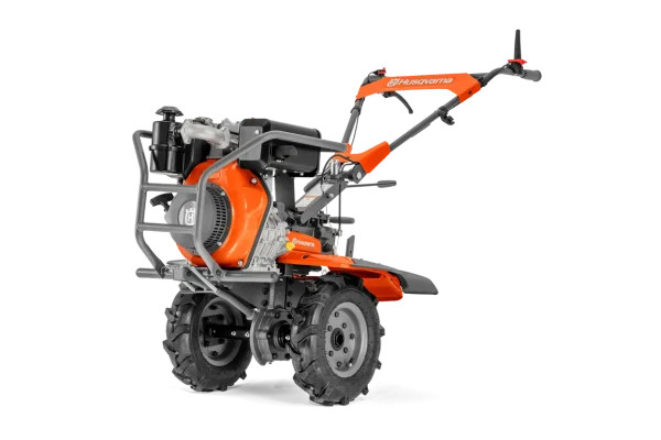 TF 545D+ A tough, powerful tiller that gives you reliability, efficiency and long-lasting Husqvarna durability. Easy-starting diesel engine with oil bath air filter ensures long service life, even when used in dry, dusty environments – while the fully sealed transmission (with direct clutch, two forward speeds and one reverse) means it’s also perfectly suited to the wet. A wide range of useful accessories connected via the AUX PTO make it a truly versatile machine.