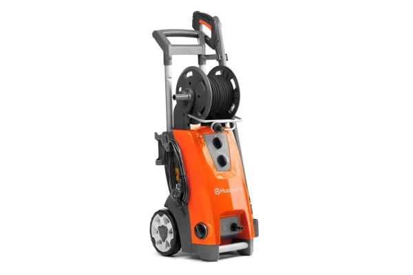 Husqvarna PW 480 An extra large and powerful high pressure washer with a robust and purposeful design, built for the toughest cleaning tasks outside. With the pressure control you can adjust the water flow and operation pressure perfectly. Includes an integrated detergent tank which is controlled on the front panel. The brass pump head ensures an outstanding long-term performance. A steel armed high-pressure hose is included. The Low Force grip activates the trigger with less effort and more comfort for your hand. The induction motor ensures a dependable performance while the aluminum carrying handle facilitates transportation. Quick hose coupling, large and robust wheels for better traction, and a long spray lance add to the experience. Two swivel functions, for nozzle adjustment and quick connection, prevent hassle. On-board accessory storage, hose reel and power cord storage make operation efficient. Two nozzles are included.