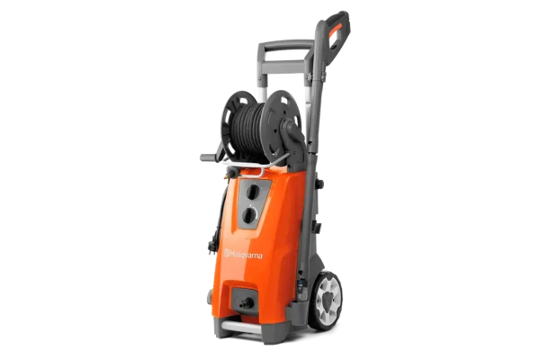 Husqvarna PW 480 An extra large and powerful high pressure washer with a robust and purposeful design, built for the toughest cleaning tasks outside. With the pressure control you can adjust the water flow and operation pressure perfectly. Includes an integrated detergent tank which is controlled on the front panel. The brass pump head ensures an outstanding long-term performance. A steel armed high-pressure hose is included. The Low Force grip activates the trigger with less effort and more comfort for your hand. The induction motor ensures a dependable performance while the aluminum carrying handle facilitates transportation. Quick hose coupling, large and robust wheels for better traction, and a long spray lance add to the experience. Two swivel functions, for nozzle adjustment and quick connection, prevent hassle. On-board accessory storage, hose reel and power cord storage make operation efficient. Two nozzles are included.