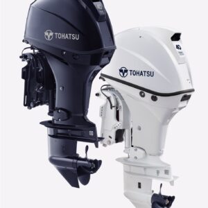Tohatsu 40 hp 4-Stroke Benefits Sleek design with two color options: Aqua Marine Blue and Beluga White Outstanding fuel economy Lightest weight in its class, starting at just 209 lbs. Available in short (15") & long (20") shaft lengths Ultra-low 3 star CARB emission approved High Performance and Easy Operation Electronic Fuel Injection Digital CD ignition system for quicker starts High output 21 amp alternator New and improved gear case with lower gear ratio for increased low end torque Adjustable steering friction and trim tab for reducing steering effort Power trim & tilt Fundamentals for User Convenience and Reliability Through the prop exhaust for a quieter ride Built-in freshwater flushing system for easy routine flushing Variable idling speed control from 650 to 950 rpm’s A camshaft-driven trochoid oil pump ensures long-term durability of critical engine components Stainless steel water pump housing liner for outstanding durability Warning & Protection Low oil pressure warning (visual and audible) Overheat warning (visual and audible) Battery voltage warning (visual only) Start-in-gear protection for safer engine starting Safety lanyard (an essential protection feature standard on all Tohatsu outboards) Over-rev. limiter