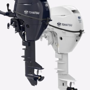 Tohatsu 9.9 hp 4-Stroke Benefits Lightest 2-Cylinder EFI available on the market Reduced vibration for smooth and stable running at all speeds Greatly reduced induction noise for a quieter ride Trim tab reduces steering effort, functioning also as the sacrificial anode that protects the engine from electrolysis Easy Operation and Handling Digital CD ignition for easier engine starting, quicker throttle response and smoother trolling Recoil starter with larger reel making manual starting fast and easy Shallow water drive* 6 trim positions* Adjustable steering friction for reducing steering effort* Fundamentals for User Convenience and Reliability Through-the-prop exhaust for a quieter ride Thermostatically controlled cooling system for consistent engine temperature Stainless steel water pump housing liner for outstanding durability High grade marine aluminum alloy that provides the ultimate protection against corrosion Zinc coating on internal water passages for superior corrosion resistance 3.1 Gallon (12 liter) fuel tank with fuel gauge Aluminum propeller Protection Low oil pressure indicator Safety lanyard (an essential protection feature standard on all Tohatsu outboards) Start-in-gear protection for safer engine starting Over-rev. limiter