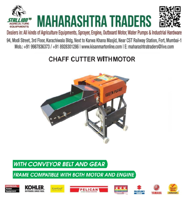 Overview: Introducing our high-efficiency Chaff Cutter with Conveyor Belt, designed for easy and effective cutting of chaff for livestock. This model comes without a motor, giving you the flexibility to use your own power source. It is built with a sturdy conveyor belt system that ensures smooth operation, making it ideal for small to medium-scale farming operations. Key Features: Conveyor Belt: Equipped with a durable conveyor belt for easy and efficient chaff processing. No Gear System: Simplified design without gears, reducing maintenance needs. High Capacity: Capable of processing 0.6-1T/h, making it suitable for varied agricultural needs. Sturdy Construction: Made with robust materials, including 10mm solid wooden ply packing for safe transport and storage.