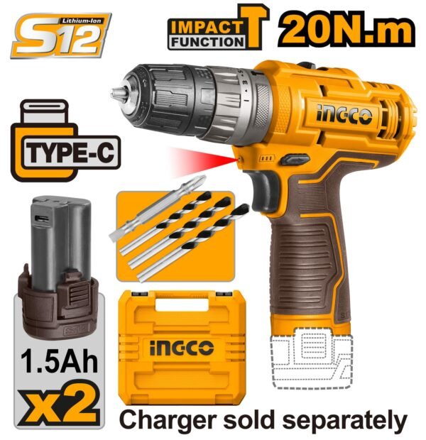 The INGCO CDLI12415: Your Versatile Drilling Companion Tackle a variety of projects with the INGCO CDLI12415 12V Lithium-ion Cordless Drill. From assembling furniture to tackling home repairs, this drill offers the power and precision you need. Powerful 12V Lithium-ion Battery: Extended runtime for less downtime. Compact and Lightweight: Comfortable to use for extended periods. * Variable Speed Control: Precise control for different materials