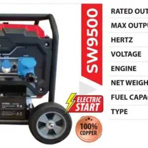swift pro sw9500 generator, 7500w portable generator, 7000w petrol generator, best generator for home use india, avr generator india, heavy duty petrol generator, 17hp petrol engine generator, copper winding generator india, generator for welding machine, industrial generator portable, agriculture generator petrol, shop backup generator india, food truck generator india, construction site generator, petrol generator with wheels