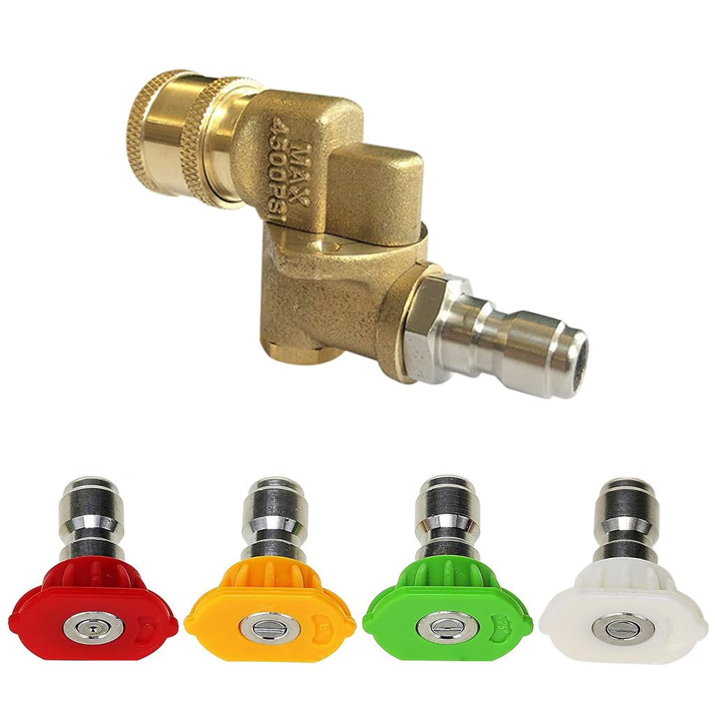 Pressure Washer Nozzle Kit, 1/4-Inch Quick Connect Adapter &Amp; 4 Nozzles | Flexible Spray Reach, Multiple Spray Options, Durable Build, Easy Attachment, Household Cleaning 1 Pressure Washer Nozzle,