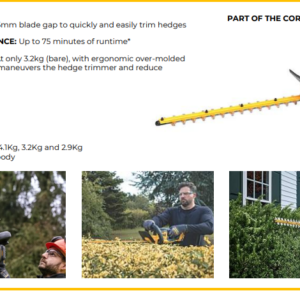 DEWALT Cordless 18V Hedge Trimmer, DEWALT DCMHT564N-XJ, Brushless Hedge Trimmer, Cordless Hedge Cutter, Battery Hedge Trimmer, DEWALT Hedge Trimmer India, Battery Hedge Cutter India, Cordless Jhadi Cutter Machine, Garden Hedge Trimmer India, Battery Bush Cutter