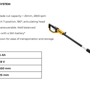 DEWALT Cordless Pole Hedge Trimmer, DEWALT DCMPH566N-XJ, 18V Pole Hedge Trimmer, Brushless Pole Hedge Trimmer, Battery Pole Hedge Cutter, DEWALT Pole Hedge Trimmer India, Long Reach Hedge Cutter, Battery Hedge Cutter India, Cordless Jhadi Cutter Machine, Pole Hedge Trimmer India